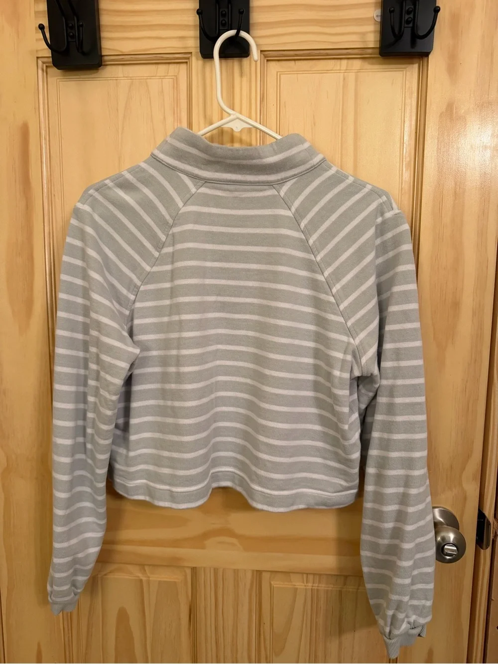 lululemon athletica Gray & White Striped Half-Zip Pullover